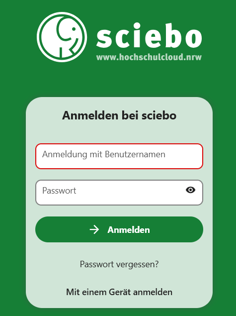 Screenshot Sciebo