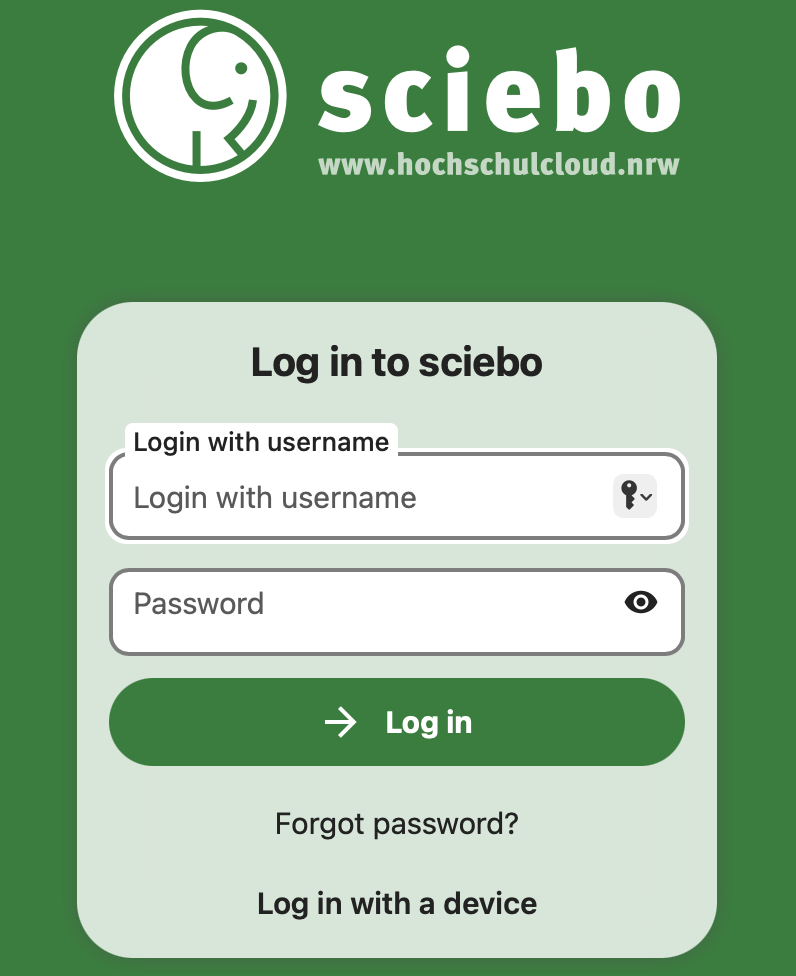 Screenshot Sciebo